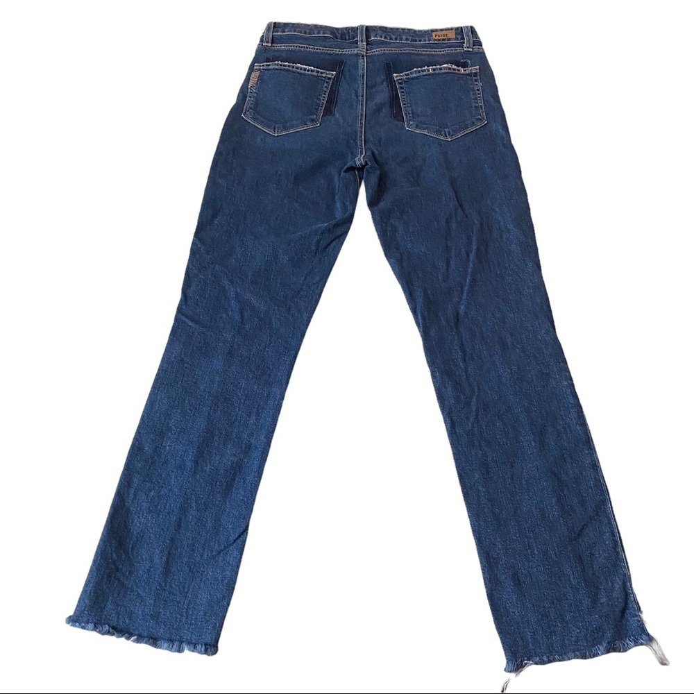 Paige Julia Medium Wash Felice Seamed Distressed Uneven Raw Hem Denim Jean 28x28 - Picture 9 of 14